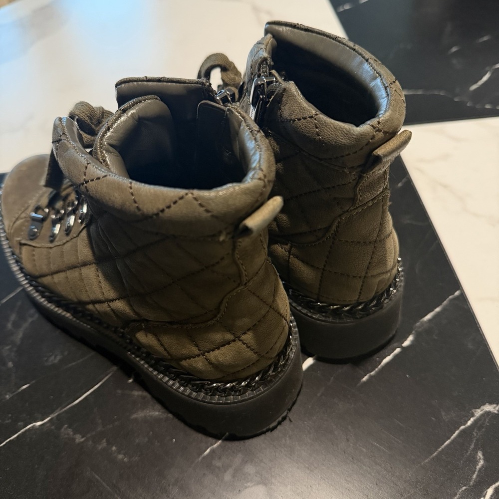 VINCE CAMUTO Womens Maissa Quilted Suede Lace-Up Boots US 7 Gray Military Green - Picture 6 of 12